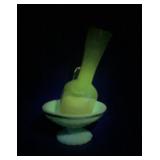 Vintage UV Glow Avon blue milk glass pedestal