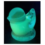 UV Glow Glass Blue Bird of Happiness. 2 in tall