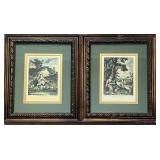 Pair of Framed French Country Courtship