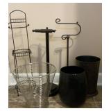 Dark bronze toilet paper dispensers, waste