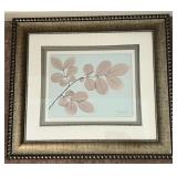Framed Botanical Leaf Study Print Signed A.