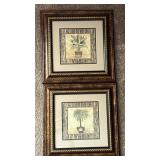 Pair of Framed Tropical Botanical Palm & Banana