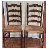 Pair of French Country Ladderback Rush Seat