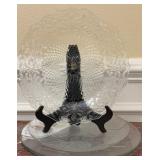 4 glass platters, Crisa 13 inch snowman platters
