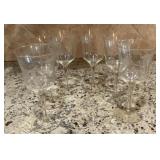 6 Vintage stemmed Etched clear glass wine glasses