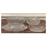Vintage Pressed Glass, Serving Bowl & Relish D