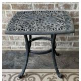 Black cast aluminum side table, 22 inches tall x