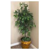 6 ft Large Artificial Ficus Tree in Metal Planter
