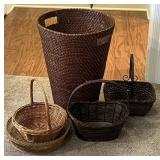 Collection of Decorative Wicker Baskets & Woven