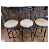 3 Metal Scroll Back Counter Stools with