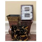 Decorative Metal Planters & Monogram Wall Art