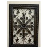 Metal Floral Wall Art Panel with Scrollwork &