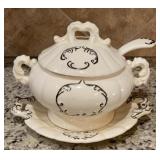 E. Watson Signed ceramic soup tureen set with an