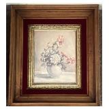 Framed Floral Still Life Print with Velvet Liner
