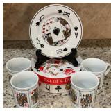 4 WCL Card Casino dessert plate set with case.