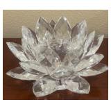 Faceted Crystal Lotus Blossom Candle Holder 5Tall