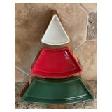 Christmas Tree Porcelain Chip & Dip bowls with a