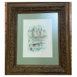 Plate Signed Chateau Chenonceau Framed
