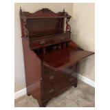 Antique Drop-Front Secretary Desk with Gallery