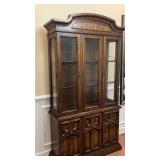 Lighted China Hutch Display Cabinet with Brass