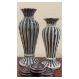 Pair of Fluted Art Candle Holders, Furniture