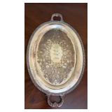 Ornate Silverplate Oval Serving Tray with Handles