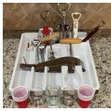 Vintage Barware & Corkscrew Tool Assortment with