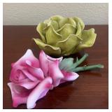 Capodimonte Porcelain Rose & Ceramic Rose Form