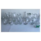 Glass vases, tallest is 11 in