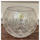 Cut Lead Crystal Rose Bowl with Fan & Diamond