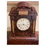 Burl Walnut Style Mantel Clock with Classical