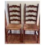 Pair of French Country Ladderback Rush Seat