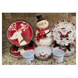 Christmas-Themed Dinnerware & Snowman Cookie Jar