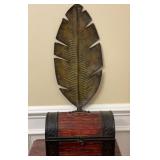 Decorative Metal Palm Frond Piece & Wooden