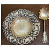 Sterling Silver Repousse Bon Bon Dish & Sterling