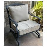 Black cast aluminum chair, 34 inches tall x 28