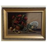 Artist Signed Vintage Framed Still Life Oil