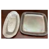 Aluminum Bread Tray & Pewter Serving Tray 12 x 1