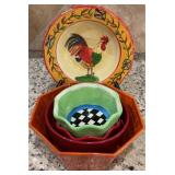 Colorful Decorative Ceramic Bowls. Rooster bowl