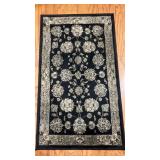 Traditional Black & Ivory Floral Area Rug 20.5x36
