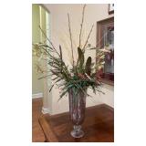 Tall Mosaic Glass Vase with Decorative Floral