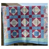 Handmade Cubed Quilt 43 x 49 inches, some stains