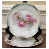 Floral Plates, P.K. Silesia porcelain plate,