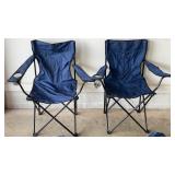 2 Blue portable camping chairs
