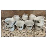 12 Alco Industries white Christmas tea cups. Made