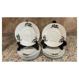 11 Alco Industries white Christmas tea plates.