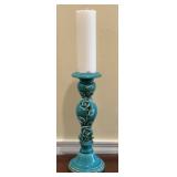 Decorative Turquoise Glazed Ceramic Candlestick