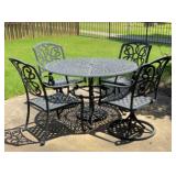 Black cast aluminum outdoor dining set ,round