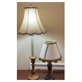 Pair of  Accent Lamps with Fabric Shades tallest