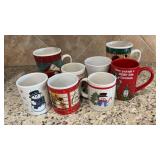 8 Christmas coffee mugs. 2 Santa Claus 6in tall,